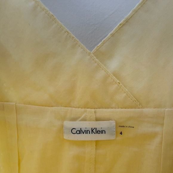 Butter Yellow Sundress Calvin Klein Womens 4 - Eyelet Pleated Cotton Cottagecore - Picture 3 of 16